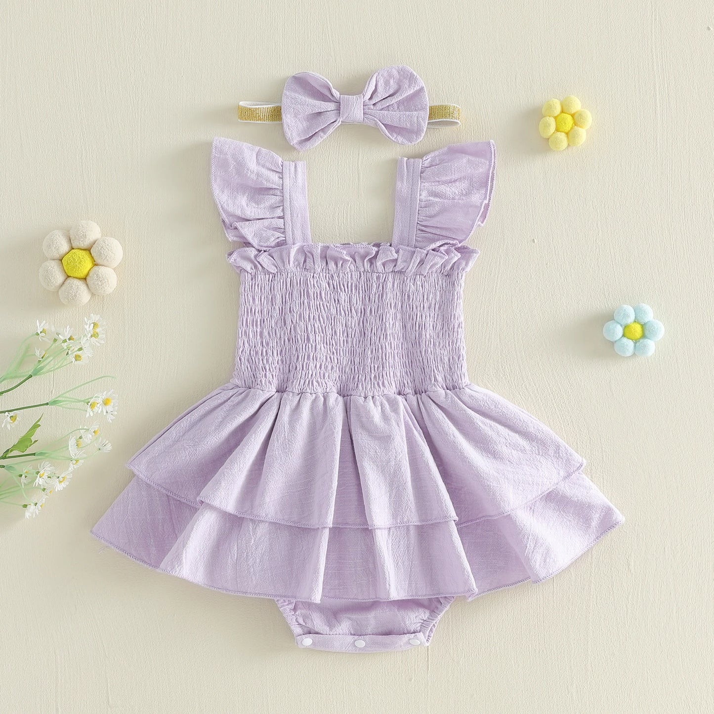 Everly Ruffle Smocked Romper Set