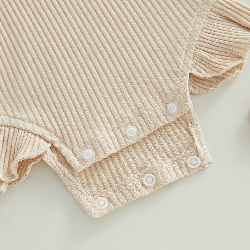 Soft Ribbed Flutter Tie-Strap Romper Set