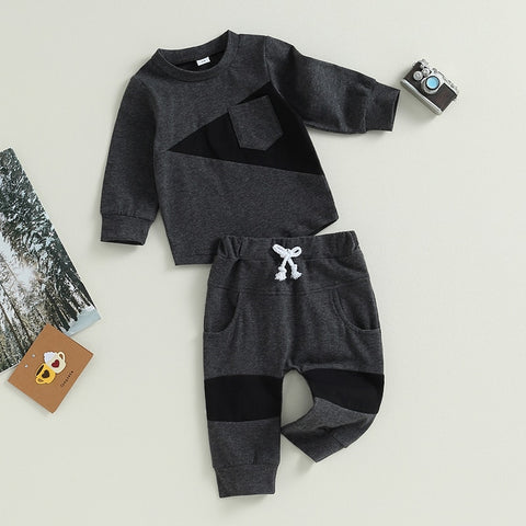 Boys' Long Sleeve Sweatshirt and Elastic Long Pants Set