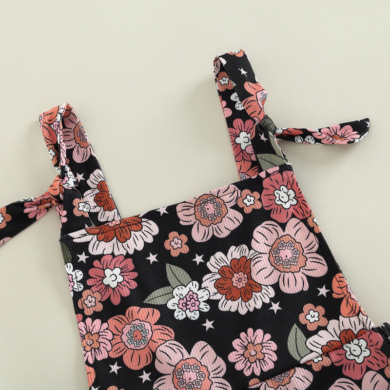 Girls' Flower Power Flare Overalls