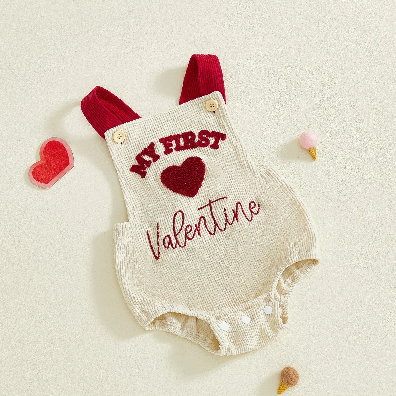 My First Valentine Corduroy Romper