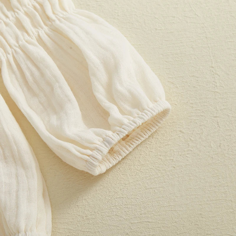 Smocked Long-Sleeve Romper & Bow Headband Set