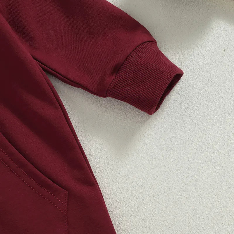 Baby Hooded Solid Color Zip Up Jumpsuits