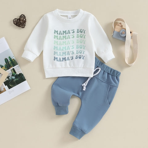 Boys' Mama's Boy Sweatshirts + Long Pants Set