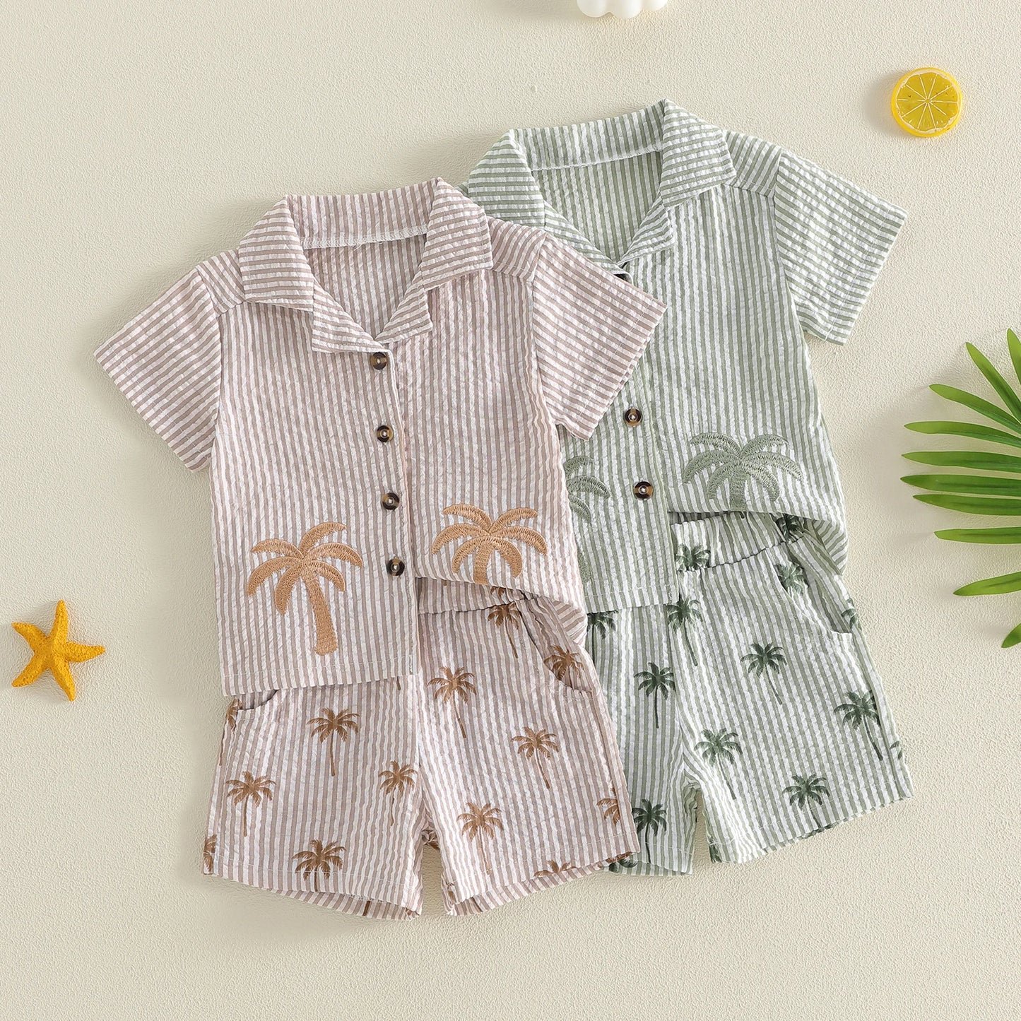 Little Palm Seersucker Set