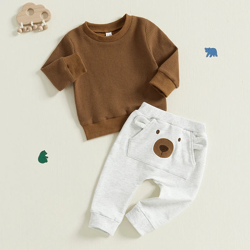 Brown Bear Sweatshirt Pants Set