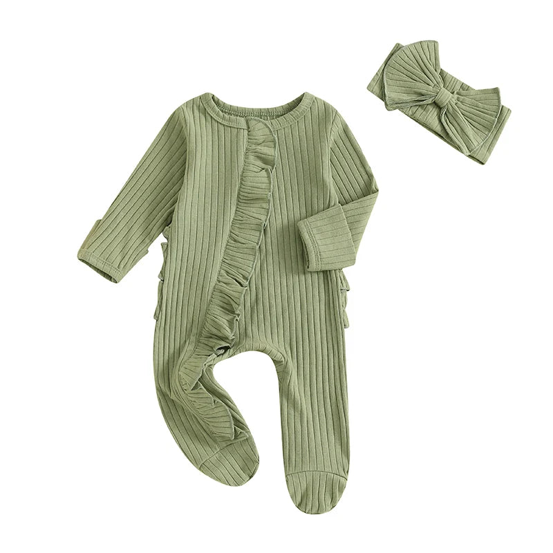 Sweetheart Ruffle Footie Knit Set
