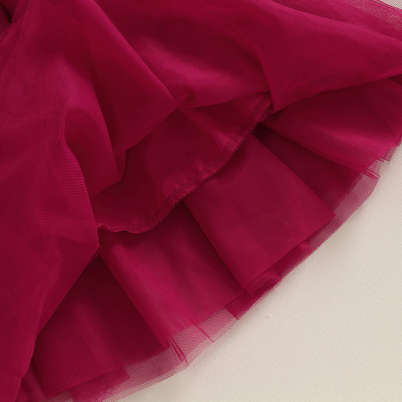 Solid Color Short Puff Sleeve Dress