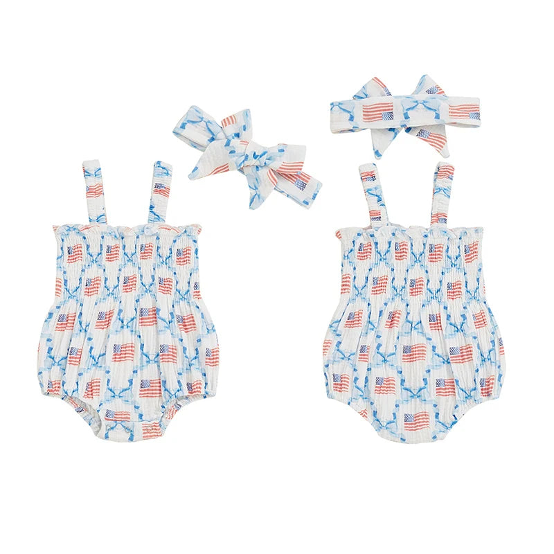 Girls' Star-Spangled Sweethearts Romper Set