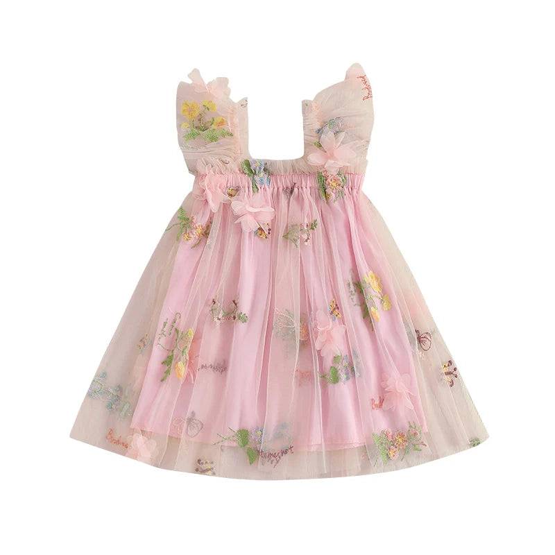 Girls' Floral Tulle Dress