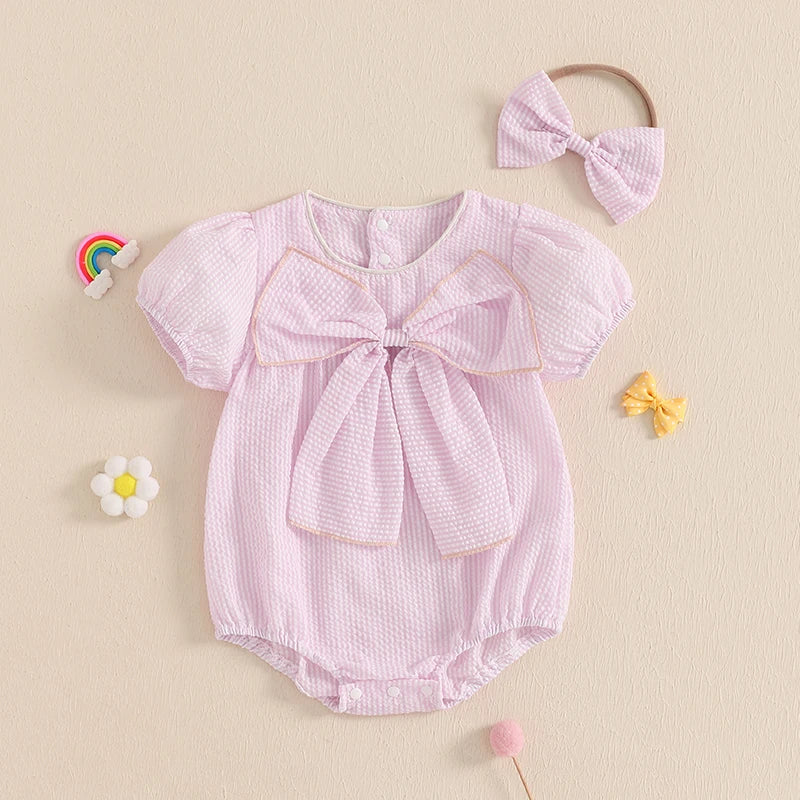 Sweet Whimsy Pastel Bow Romper Set