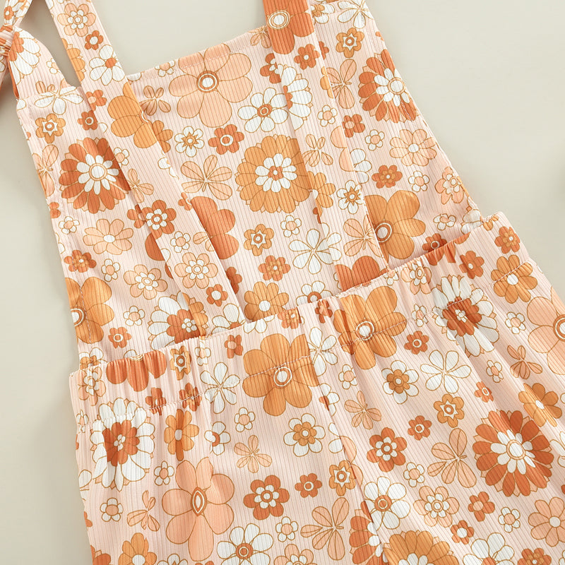 Girls' Flower Power Flare Overalls