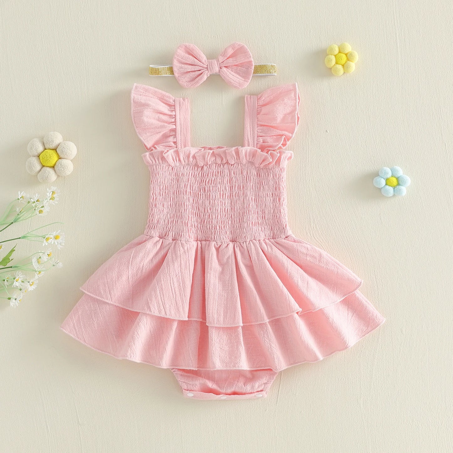 Everly Ruffle Smocked Romper Set