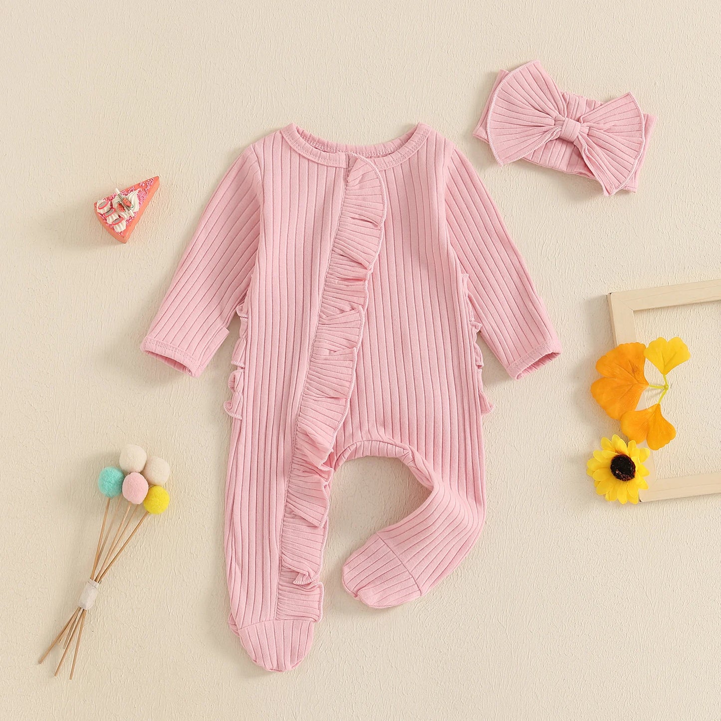 Sweetheart Ruffle Footie Knit Set
