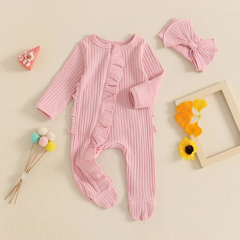 Sweetheart Ruffle Footie Knit Set