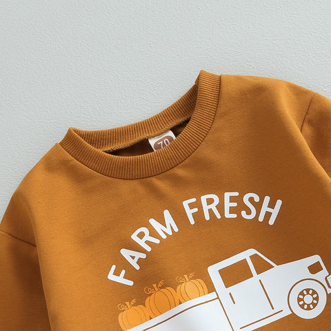 Farm Fresh Pumpkins Print Sweater + Drawstring Pants Set