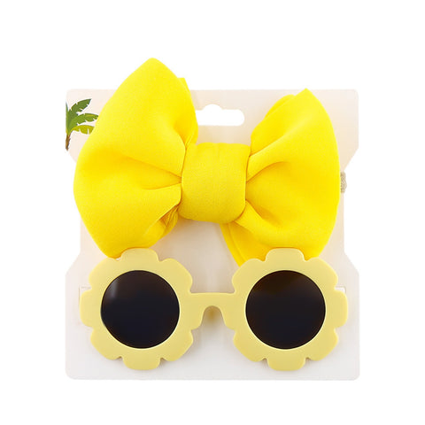 Flower Shape Sunglasses + Hair Bow Set