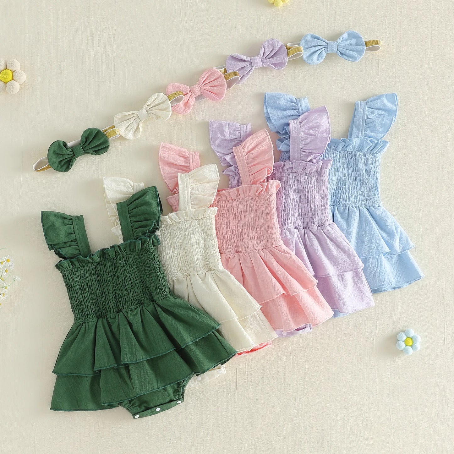 Everly Ruffle Smocked Romper Set
