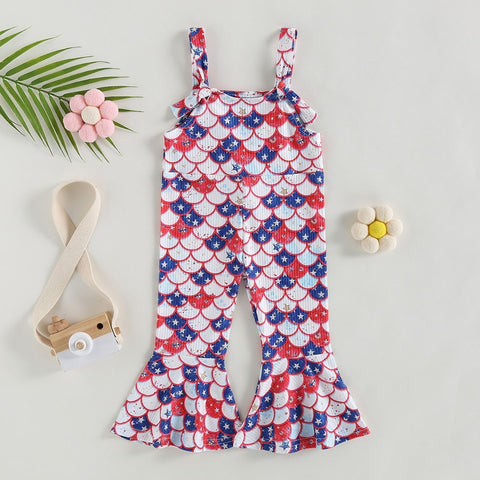 Girls' Independence Day Flared Pants Jumpsuit