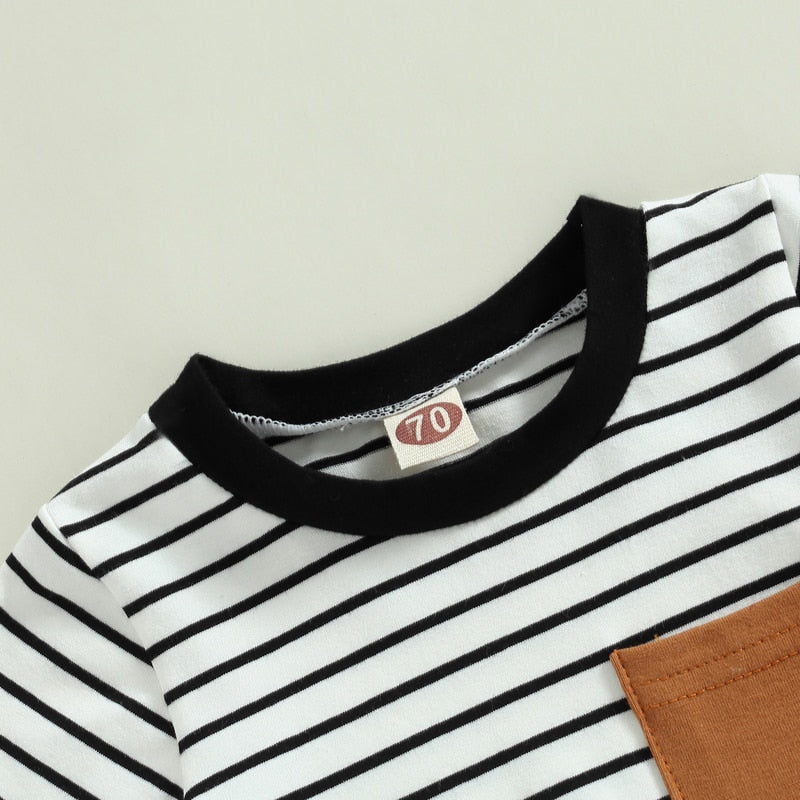 Boys' Contrast Color Striped Jumpsuit