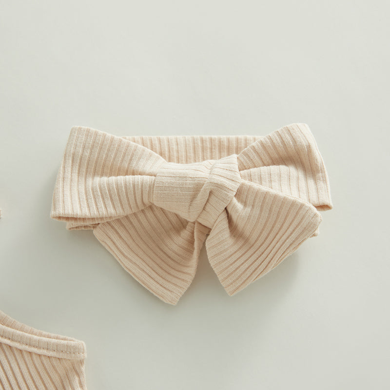 Soft Ribbed Flutter Tie-Strap Romper Set