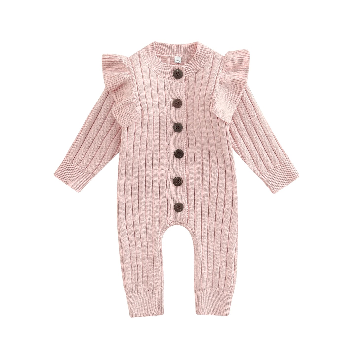 Cozy Ruffle Knit Button Jumpsuit