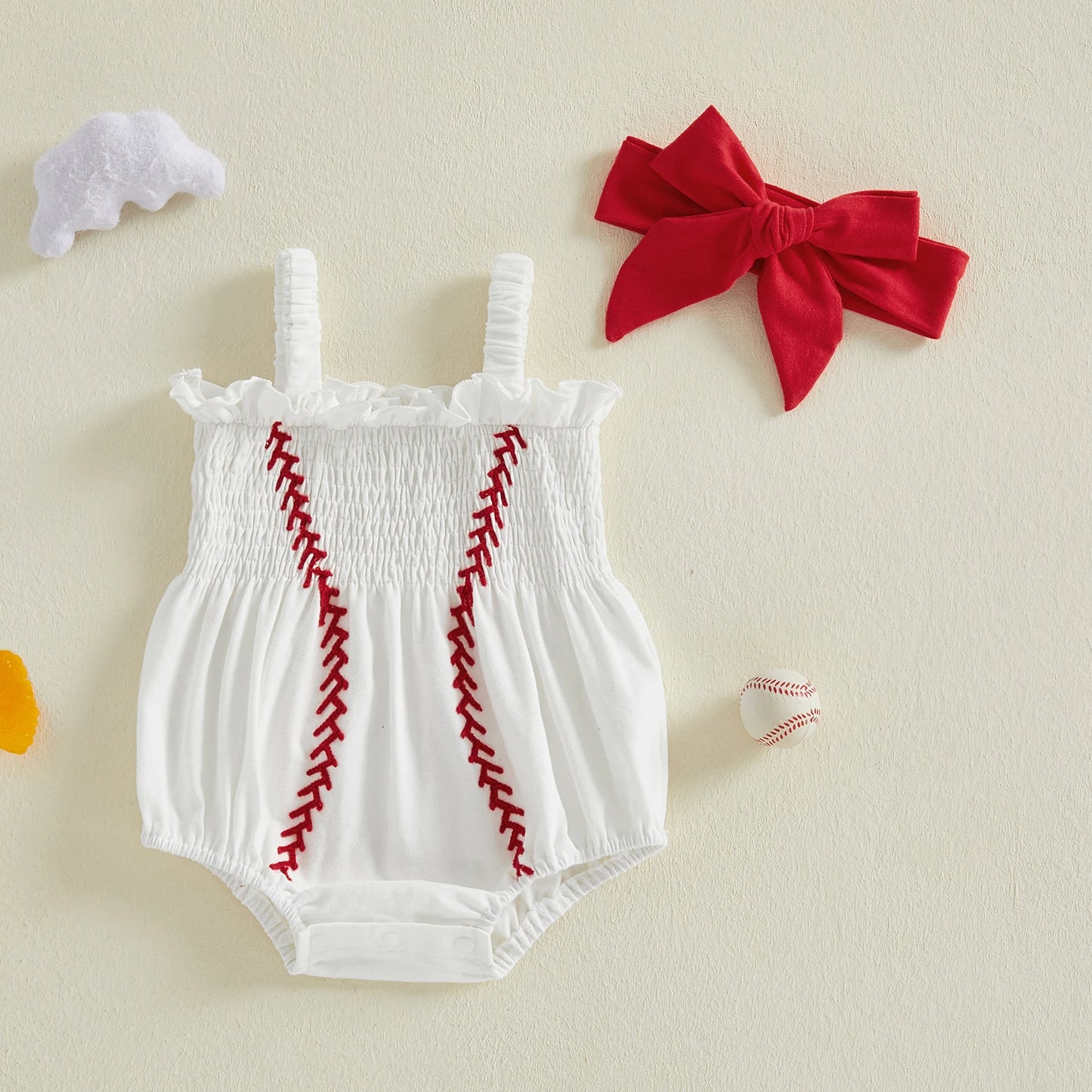 Little Slugger Smocked Bubble Romper Set