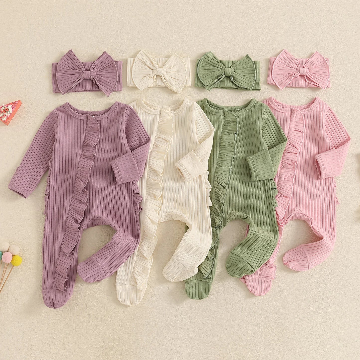 Sweetheart Ruffle Footie Knit Set
