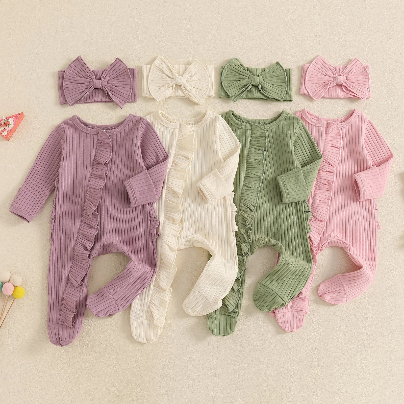 Sweetheart Ruffle Footie Knit Set