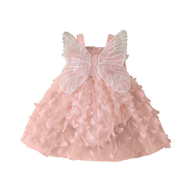 Pleated Butterfly Tulle Patchwork A-line Dress