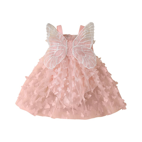 Pleated Butterfly Tulle Patchwork A-line Dress