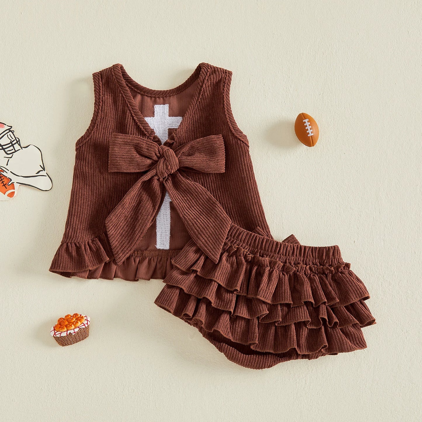 Sunday Sweetheart Football Ruffle Set