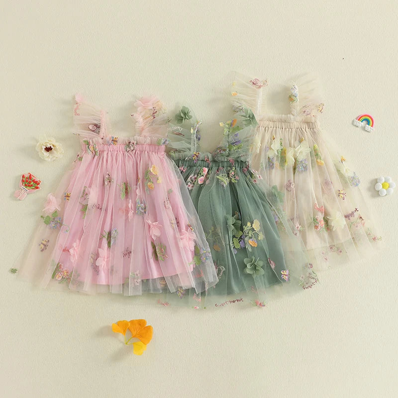 Girls' Floral Tulle Dress