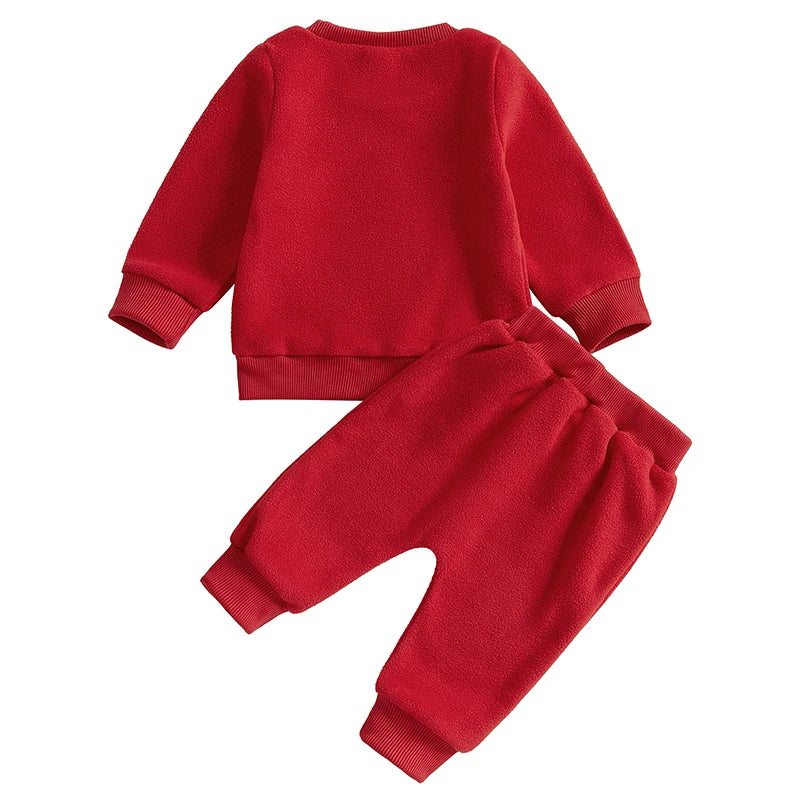 Santa Embroidery Sweatshirts & Pants Set