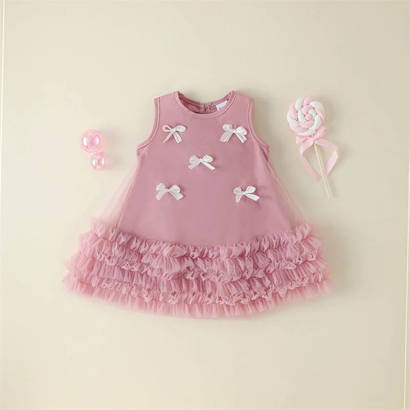 Pink Bow Tulle Dress
