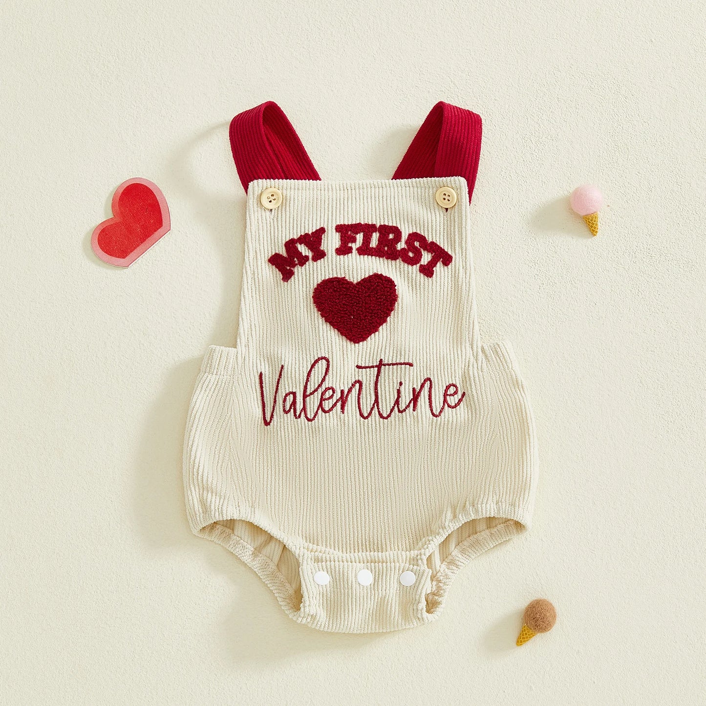 My First Valentine Corduroy Romper