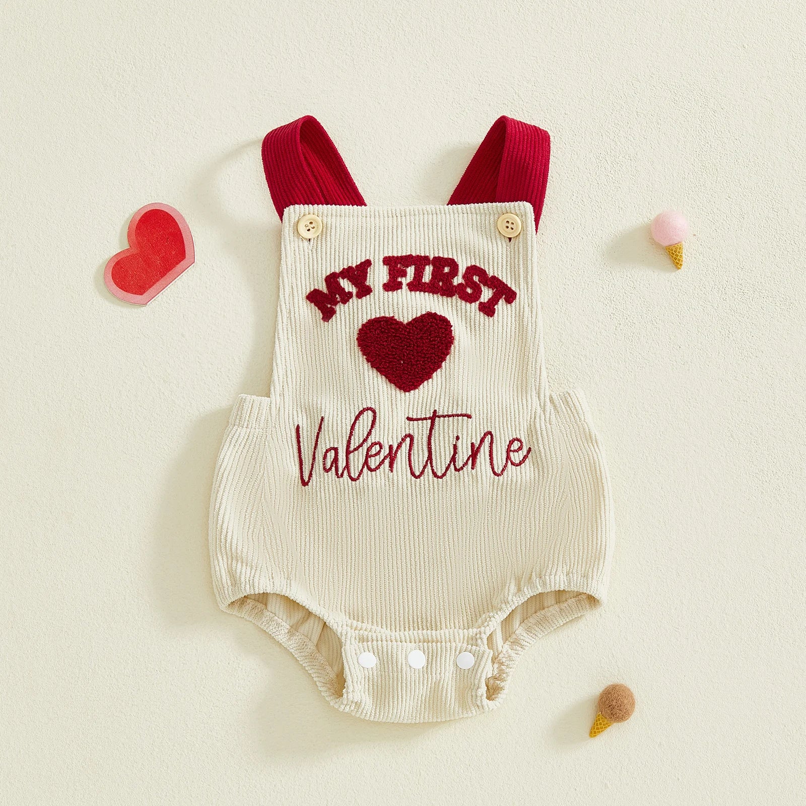 My First Valentine Corduroy Romper