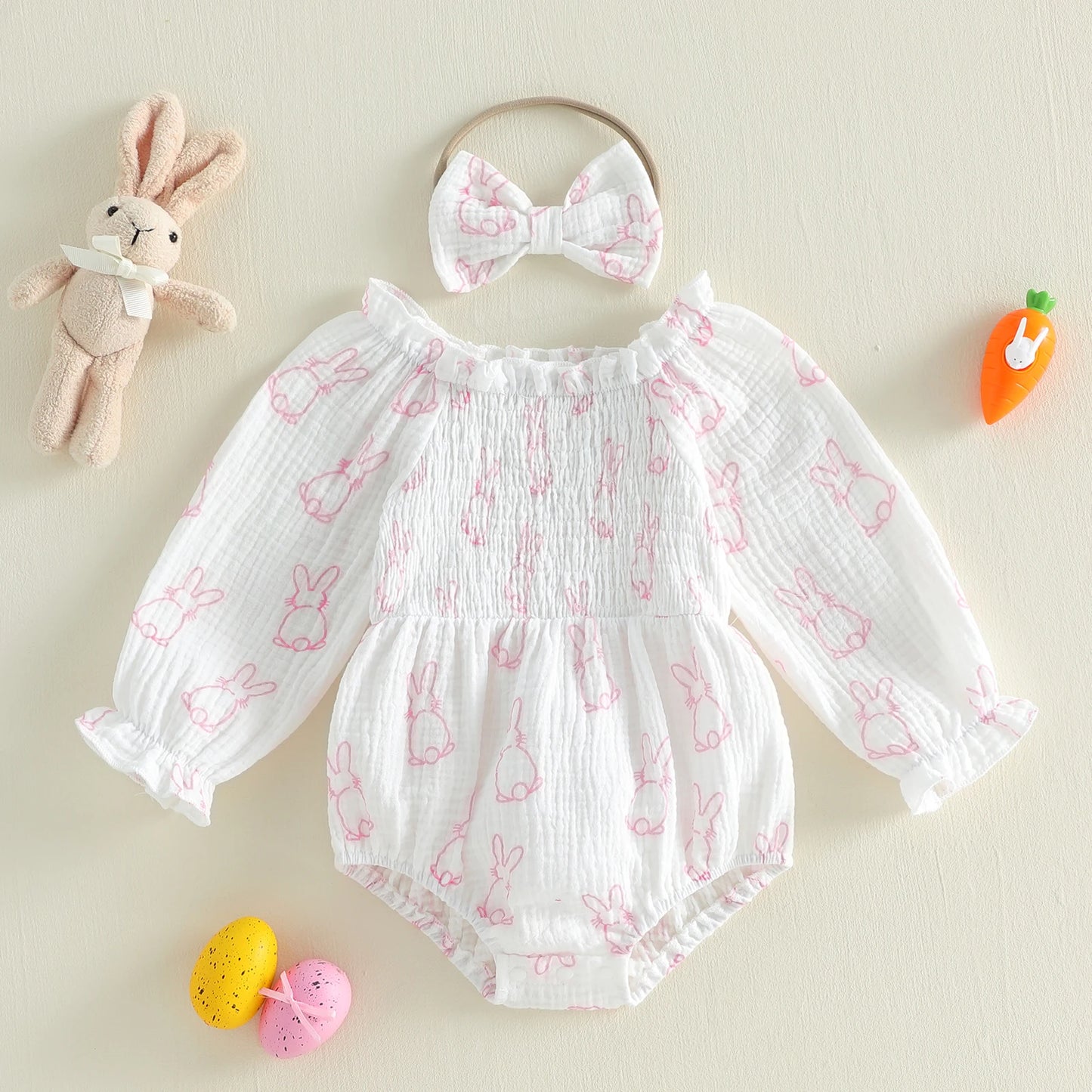 Blushing Bunny Romper & Bow Set