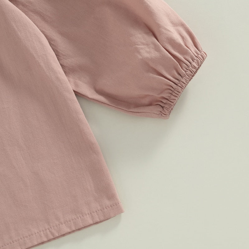 Plaid/Solid Doll Collar Full Sleeve Top