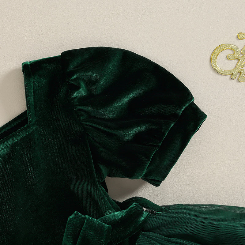 Solid Color Short Puff Sleeve Dress