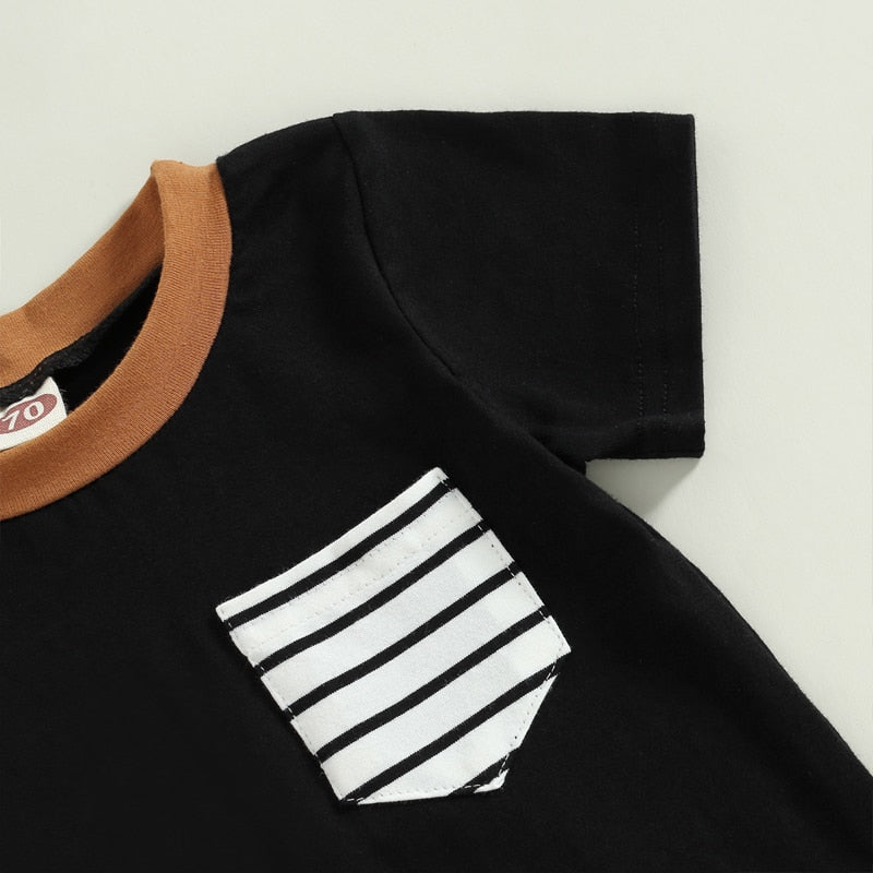 Boys' Contrast Color Striped Jumpsuit