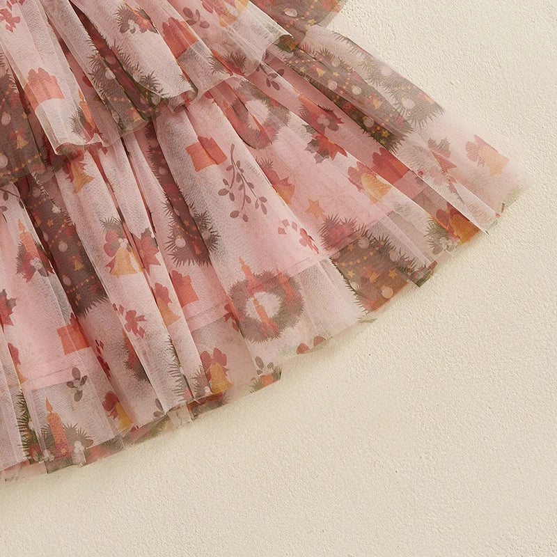 Pink Wreath Flower Tulle Dress