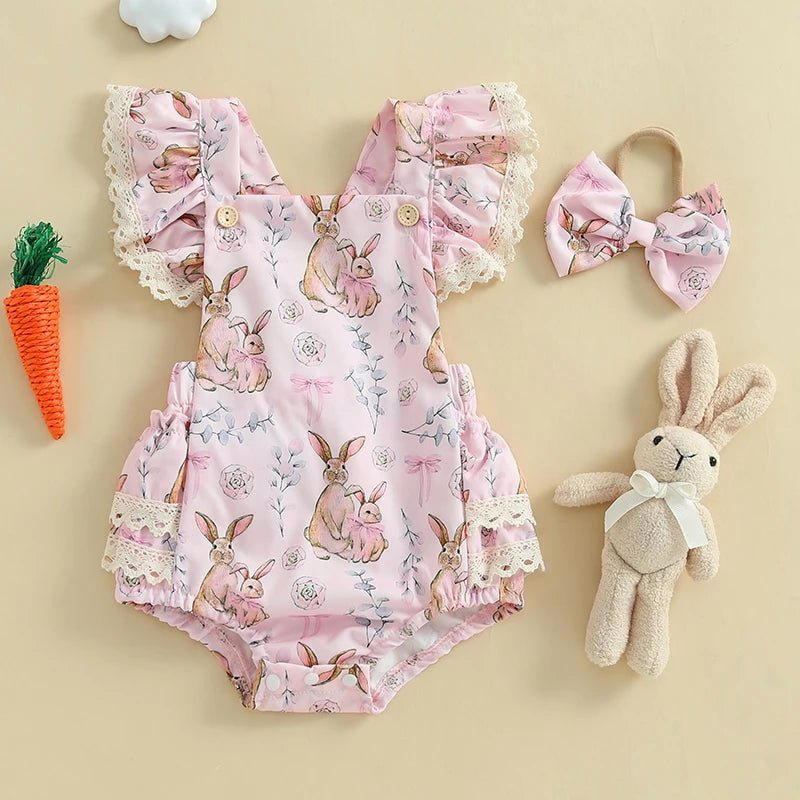 Bunny Blossom Lace Romper Set