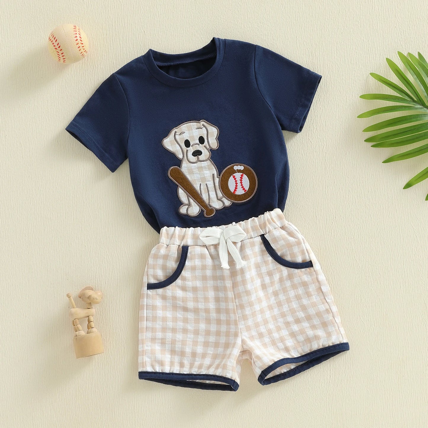 Baby Boy Baseball Dog Two-Piece Set