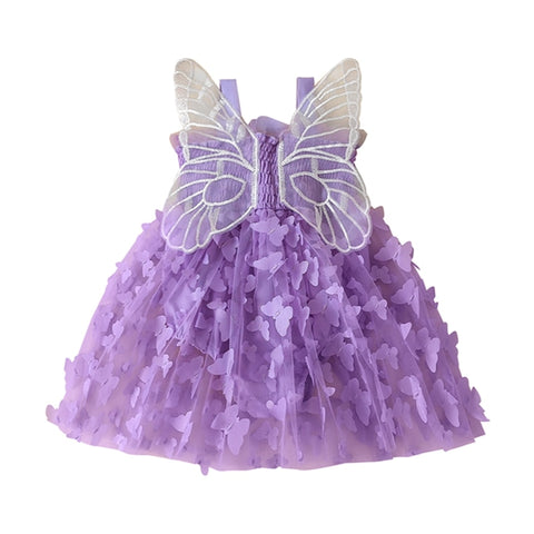 Pleated Butterfly Tulle Patchwork A-line Dress