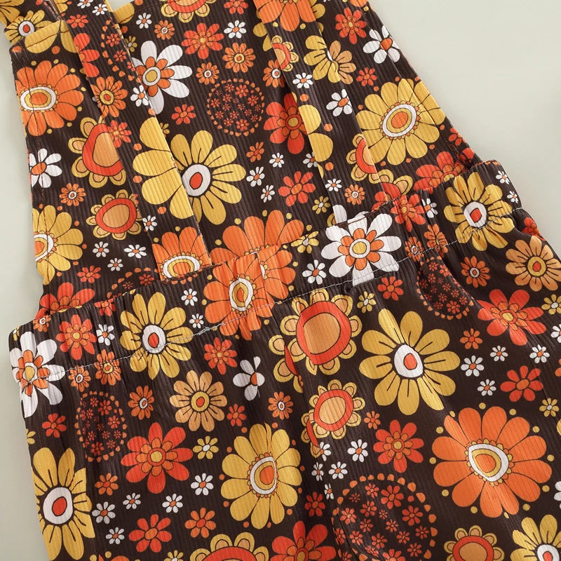Girls' Flower Power Flare Overalls