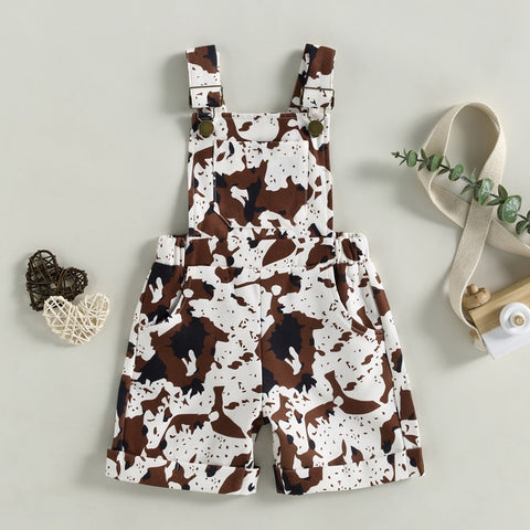 Girls' Designed Print Overalls with Pockets