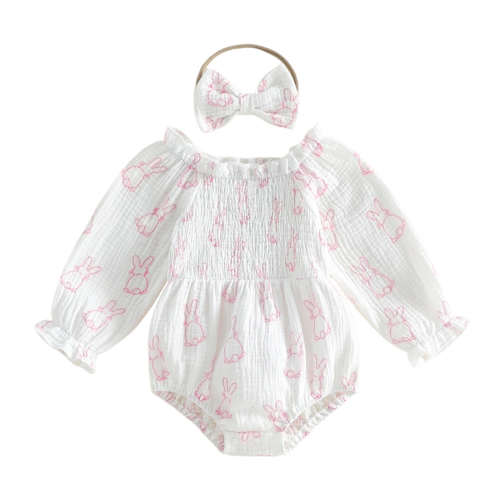 Blushing Bunny Romper & Bow Set