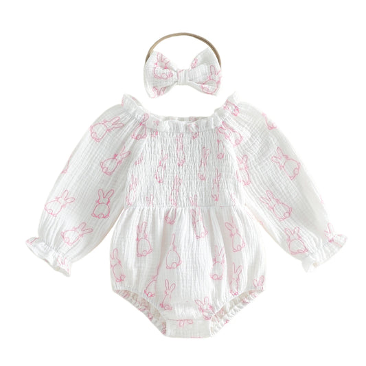 Blushing Bunny Romper & Bow Set