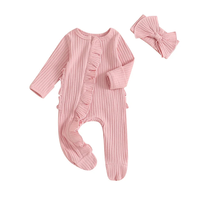 Sweetheart Ruffle Footie Knit Set